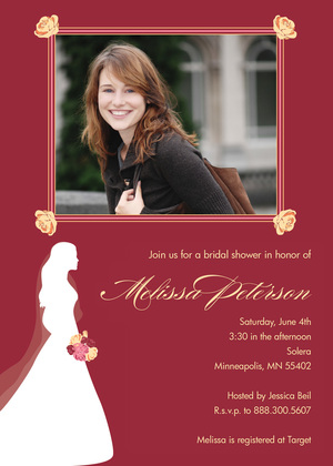 Silhouette Bride Framed Photo Chocolate Invitations