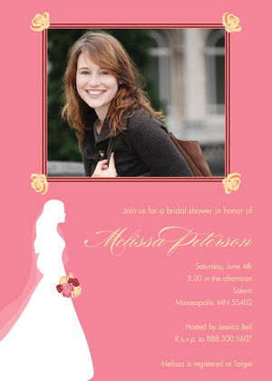 Framed Photo Bridal Shower Red Wedding Invitations