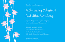 Playful Pink Floral String Bright Blue Invitations