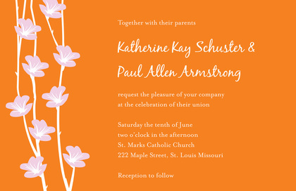 Floral String Orange RSVP Cards