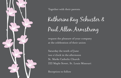 Modern Floral String In Pink Invitations