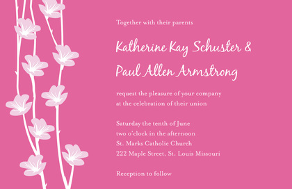 Trendy Pink Floral String In Black Invitations
