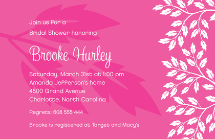 Silhouette Breeze Leaves Modern Purple Invitations