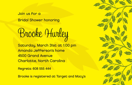 Breeze Leaves In Lime Green Wedding Invitations