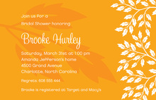 Vintage Orange Floral Frame Accented Bridal Invites