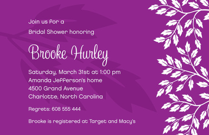 Silhouette Breeze Leaves In Sasy Orange Invitations