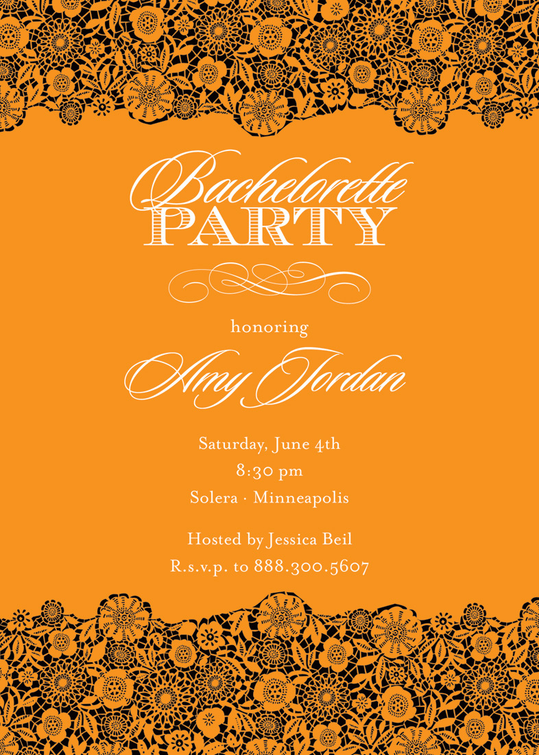 Stylish Orange Modern Patterned Party Invitations