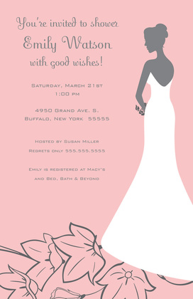 Sentimental Slim Bride On Flowers Bridal Invitations