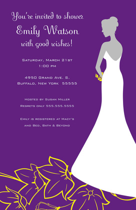 Beautiful Silhouette Bride Flowers Bridal Invitations