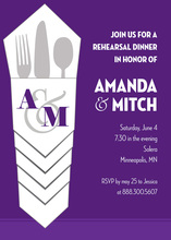 Traditional Cutlery In Purple Rehearsal Invitations