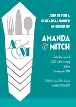 Trendy Aqua Damask Border Charming Party Invitations