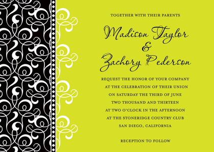 Pink Patterned Flourish Wedding Invitations