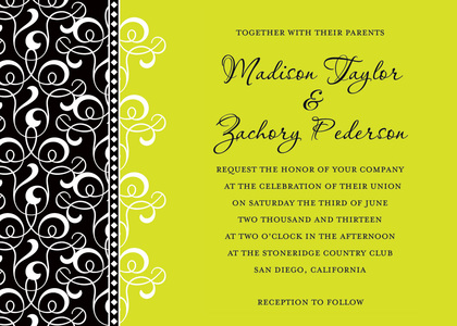 Black Green Flourish RSVP Cards