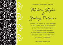 Lime Green Patterned Flourish Wedding Invitations