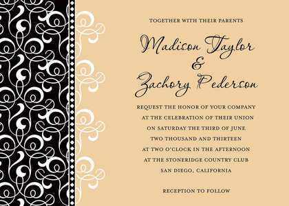 Black Cream Flourish RSVP Cards