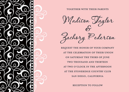 Black Pink Flourish RSVP Cards