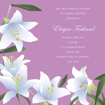 Velvet Lilies Square Pink Wedding Invitations