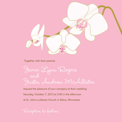 Blooming Orchid Brown Square Wedding Invitations