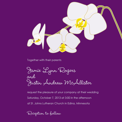 Blooming Orchid Charcoal Bridal Shower Invitations