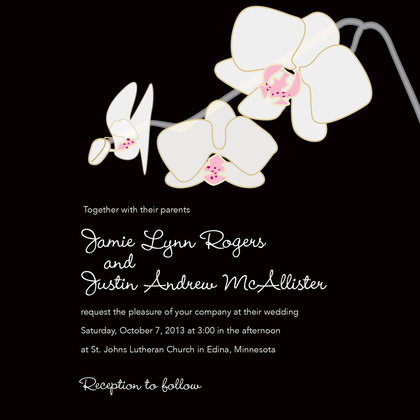 Blooming Orchid Brown Square Wedding Invitations