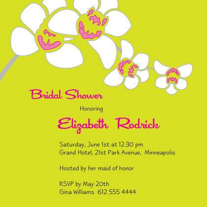 White Orchid Grey Square Bridal Shower Invitations