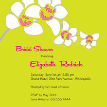 White Orchid Lime Square Bridal Shower Invitations