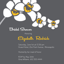 White Orchid Grey Square Bridal Shower Invitations