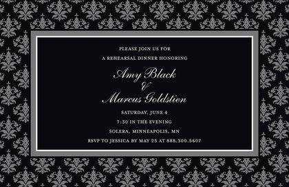 Holiday Red Damask Border Modern Party Invitations