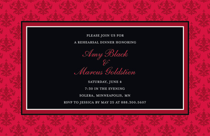 Unique Black Damask Frame Formal Party Invitations