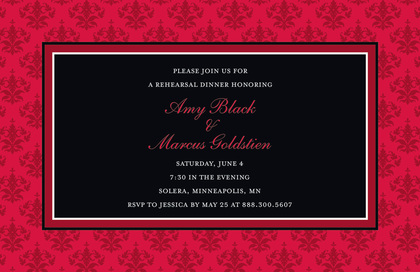 Formal Pink Damask Border Elegant Party Invitations