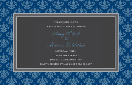 Modern Blue Damask Enclosure Cards