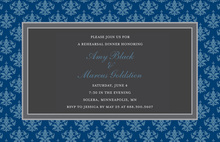 Modern Blue Damask Border Formal Party Invitations