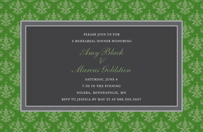 Unique Black Damask Frame Formal Party Invitations