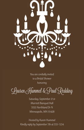 Modern Chandelier Charming Blue Background Invitation