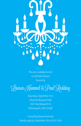 Modern Chandelier Turquoise Formal Party Invitations