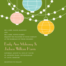 Light Lantern Glow Green Background Invitations