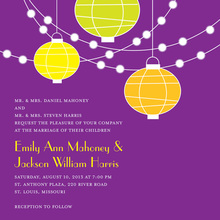 Light Lantern Glow Purple Background Invitations