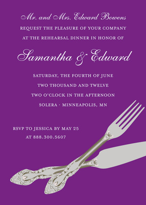 Cutlery Purple RSVP Cards