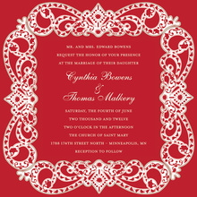 Holiday Red Damask Border Modern Party Invitations