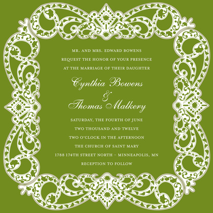 Elegant Vine Frame Silver Square Wedding Invitations