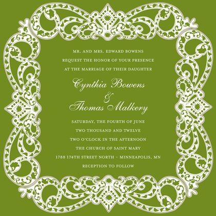 Embellished Vine Green RSVP Cards