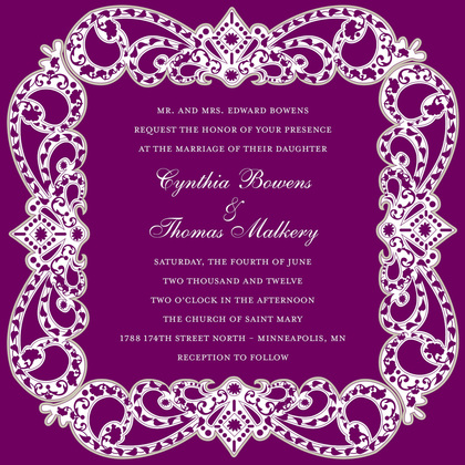 Elegant Vine Frame Red Formal Wedding Invitations