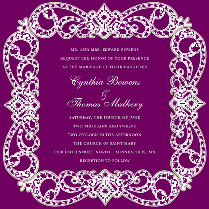 Elegant Vine Frame Purple Stickers