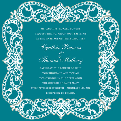 Elegant Vine Frame Red Formal Wedding Invitations