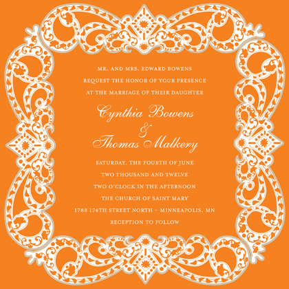 Embellished Vine Orange Thank You Cards