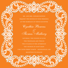 Modern Victorian Frame Orange Wedding Invitations