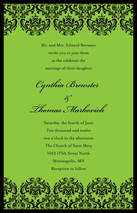 Damask Modern Green Enclosure Cards