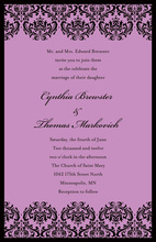 Purple Flourish Black Band Formal Wedding Invitations