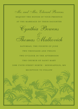 Bright Tropical Palms Beach Wedding Invitations