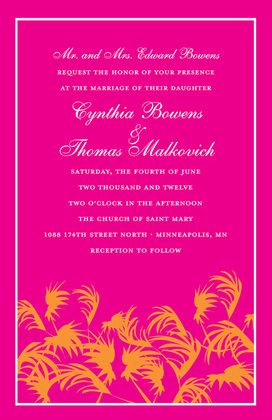 Swaying Palms Pink RSVP Cards